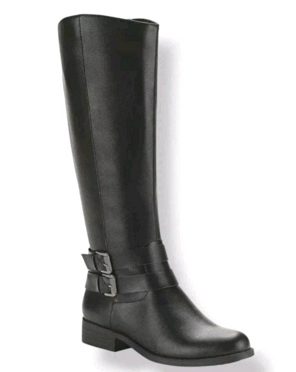 Style & Co~Sz. 7M~MALIAA Tall Knee High Riding Boot Ankle Zipper Black Wide Calf
